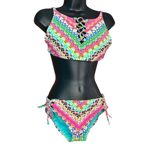 Bleu By Rod Beattie High Neck Keyhole Two Piece Swimsuit Bikini Women's 6 - Picture 5 of 8